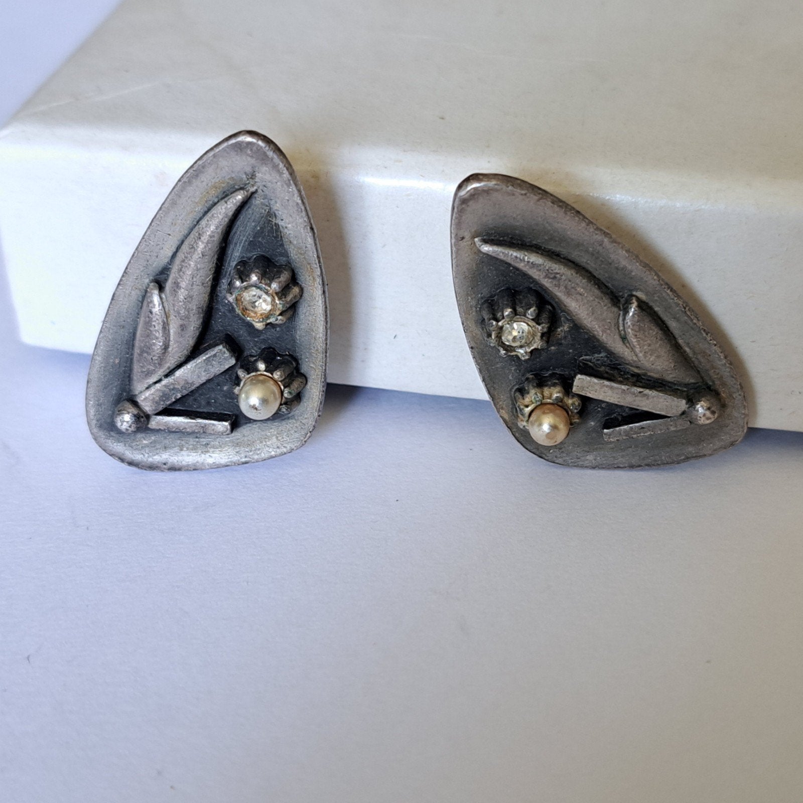oude vintage clip oorbellen met steentje, Sieraden, Tassen en Uiterlijk, Antieke sieraden, Verzenden, Overige materialen, Oorbellen