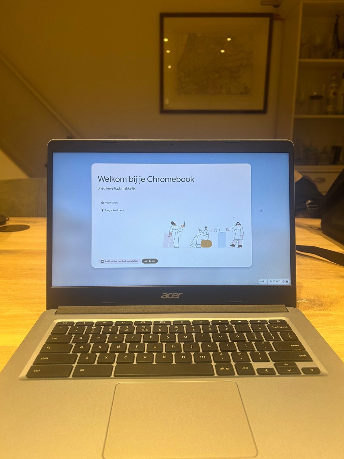 Acer Chromebook 314 – 14 inch – Zilver/Blauw – Werkt goed, Computers en Software, Ophalen, 14 inch, 4 GB of minder, Gebruikt