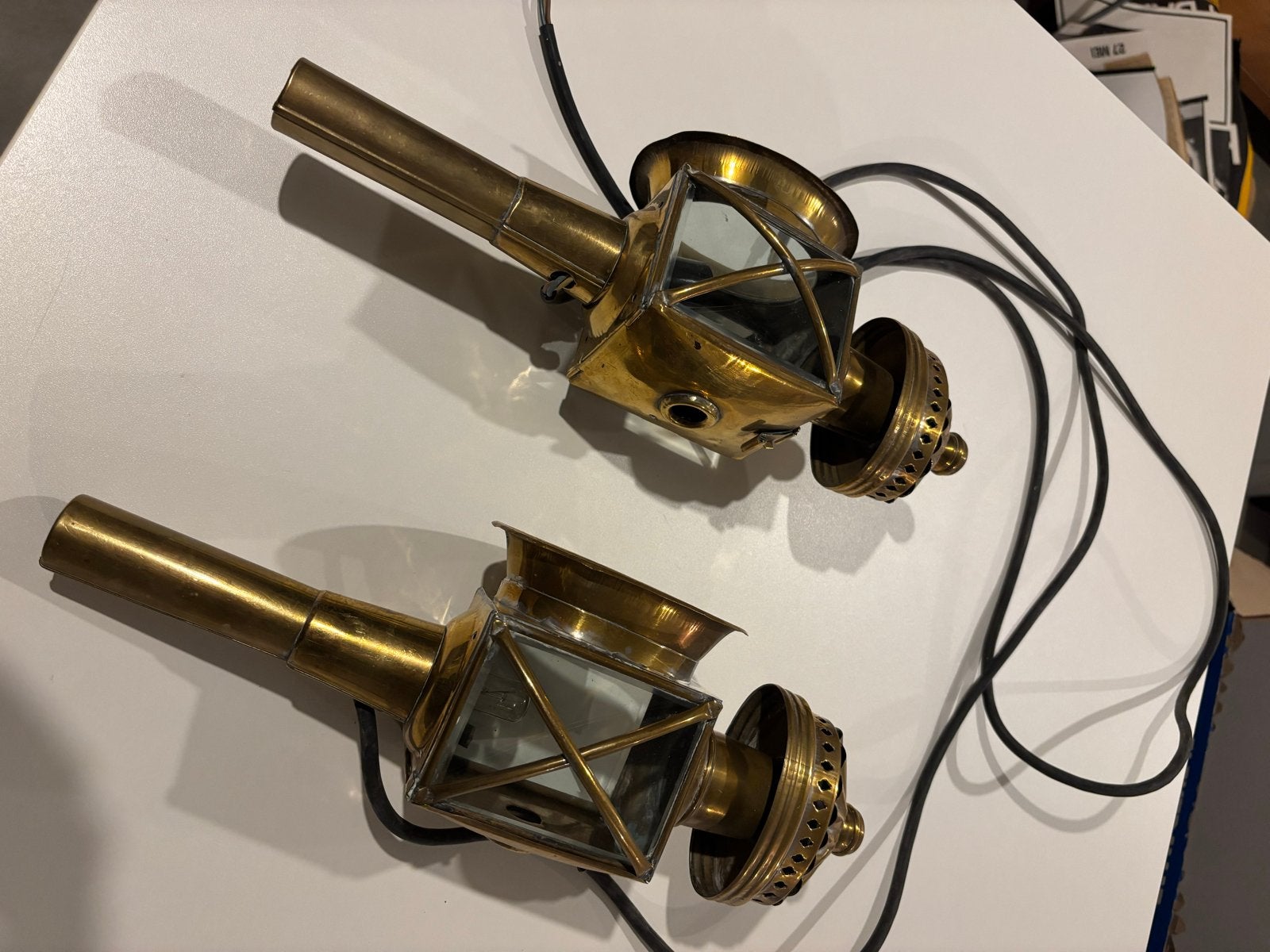 Antieke koperen koetslampen - set van 2, Ophalen of Verzenden