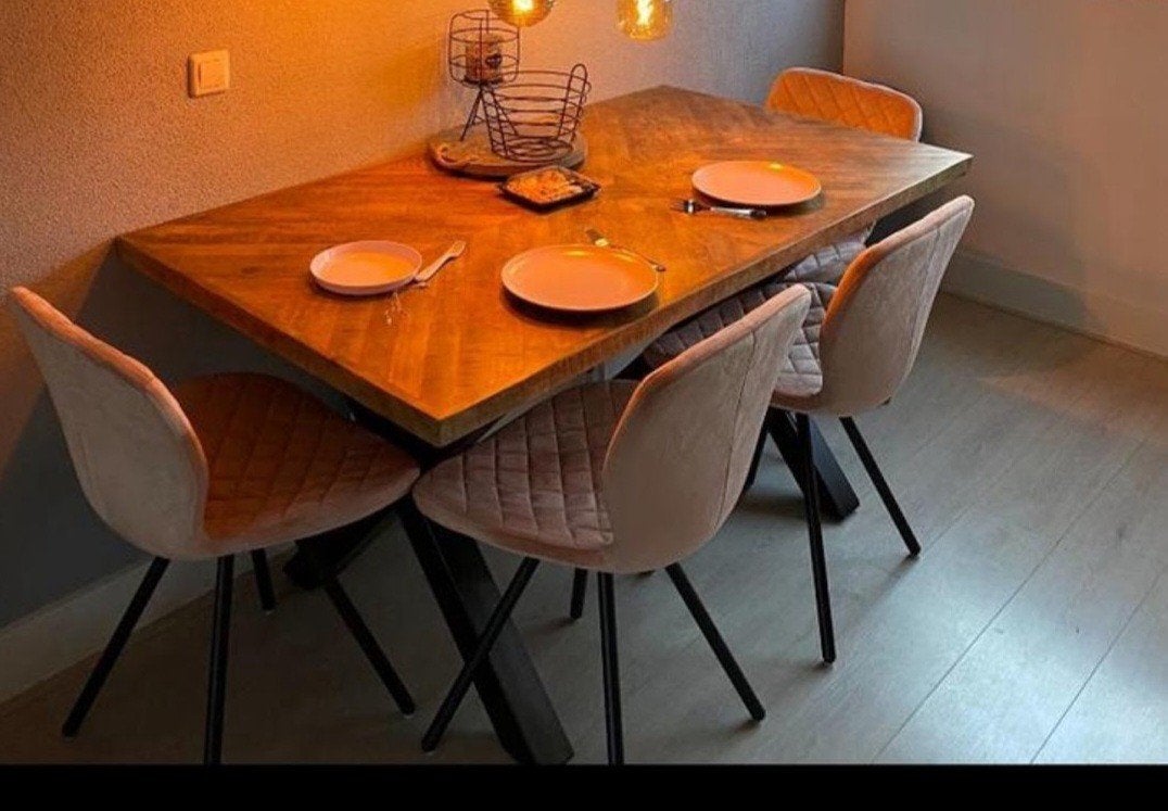 Mango hout meubelset, Ophalen, Zo goed als nieuw, Rechthoekig, 50 tot 100 cm