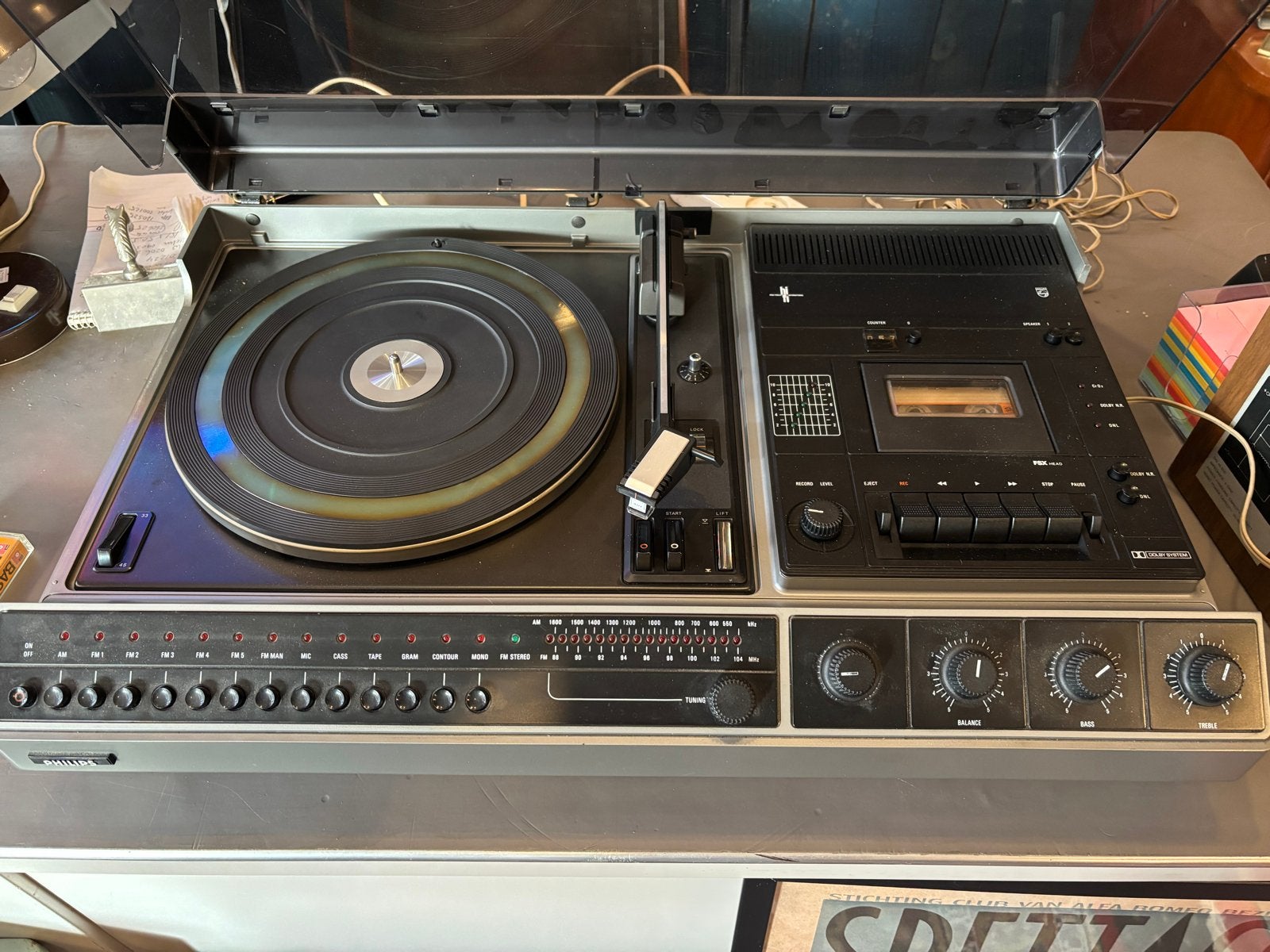 Vintage Philips Stereo Installatie met Platenspeler en Casse, Ophalen, Philips, Gebruikt, Cassettedeck