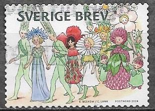 ZWEDEN Brevzegel 150e Geb.dag van Elsa Beskow (I) 2024, Verzenden, Zweden, Gestempeld