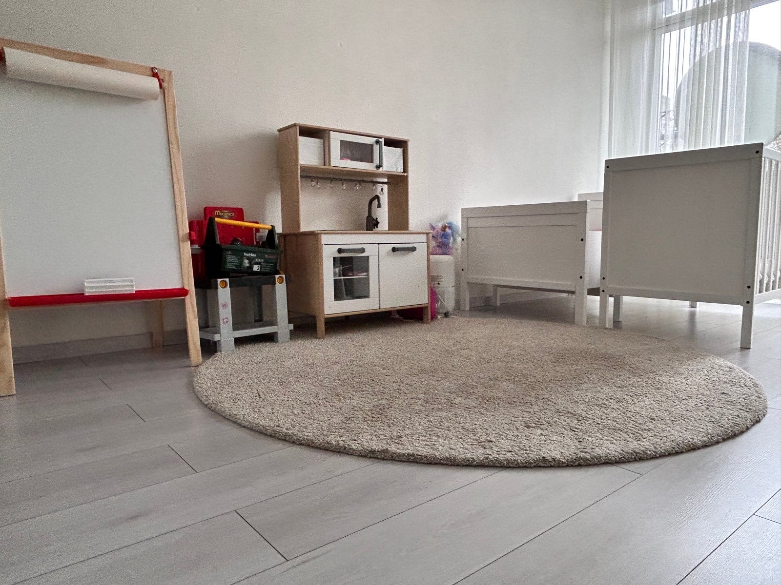 €25    IKEA ÅDUM rond vloerkleed, Ophalen, Gebruikt, Beige, 150 tot 200 cm