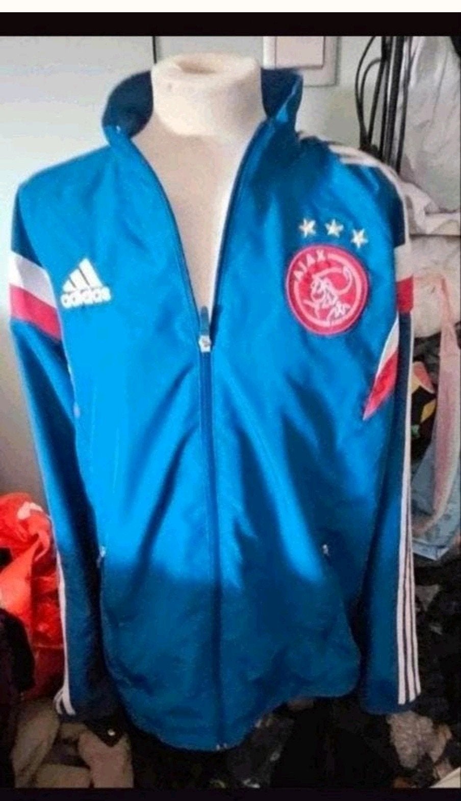Ajax Adidas blauw jas, Maat 52/54 (L), Blauw, Ophalen of Verzenden, Zo goed als nieuw