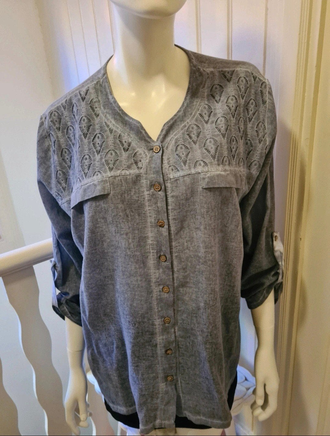 Grijze blouse, maat 46, Kleding | Dames, Blouses en Tunieken, Ophalen of Verzenden, Zo goed als nieuw, Grijs