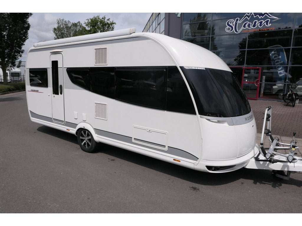 Hobby Premium 495 UL enk. bed, luifel en airco, Caravans en Kamperen, Caravans, Rondzit, Hobby, Schokbreker, 4 tot 5 meter