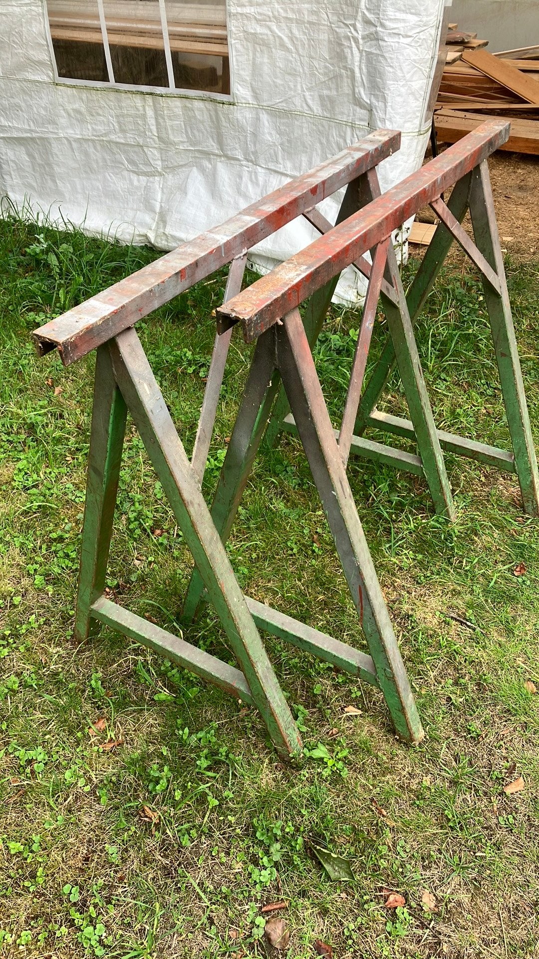 Stalen werkbokken, schragen 90 hoog, Ophalen, Gebruikt, Overige typen, Minder dan 2 meter