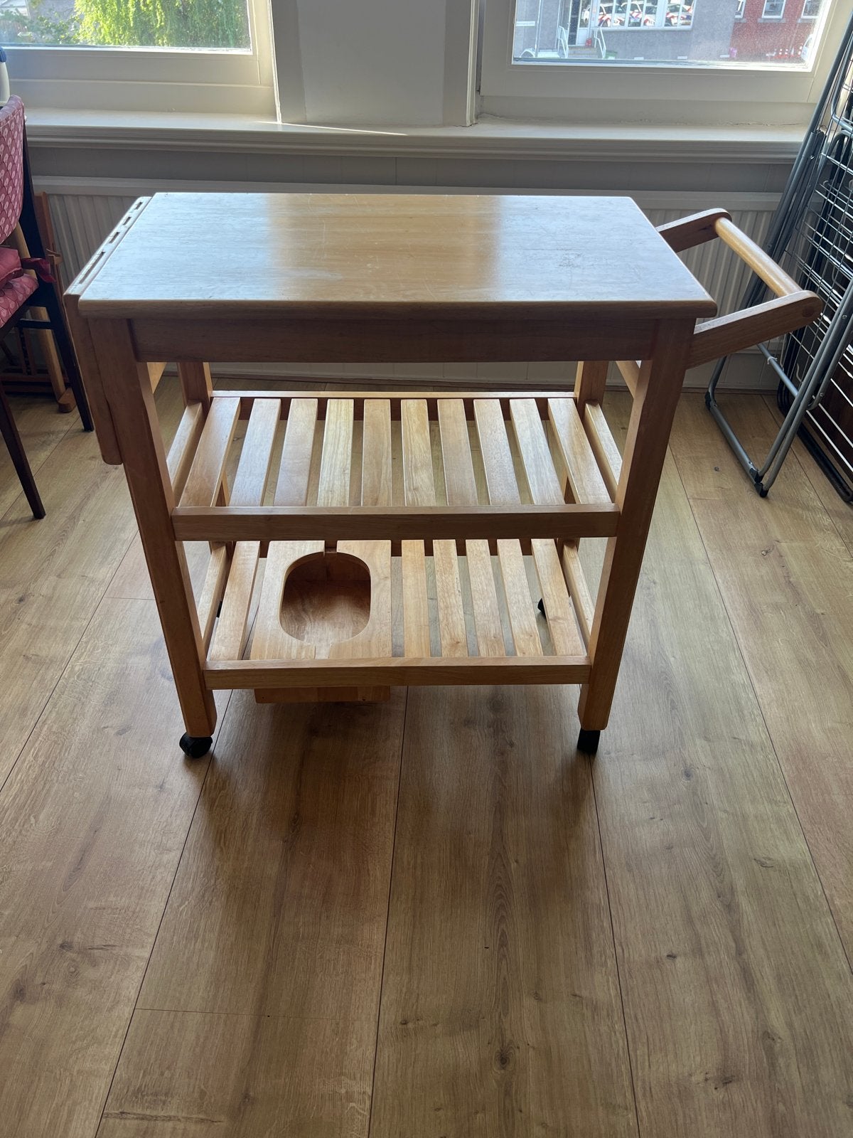 Houten Keukentrolley met Uitschuifbaar Werkblad en Lade, Ophalen, Gebruikt, Hout, Keukentrolley