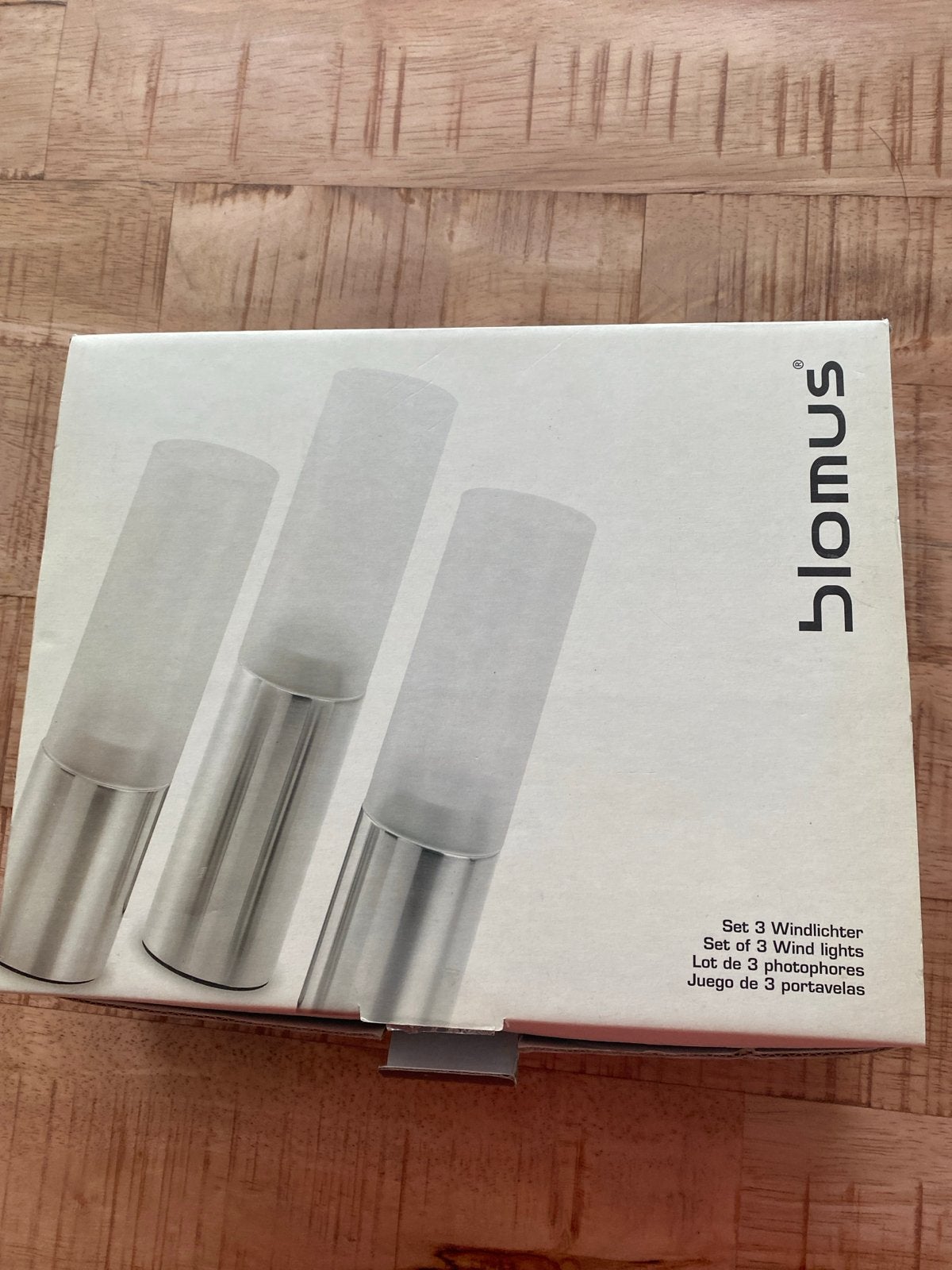 Blomus Windlichten Set van 3 - Nieuw in doos, Huis en Inrichting, Nieuw, Ophalen of Verzenden, Metaal, Grijs