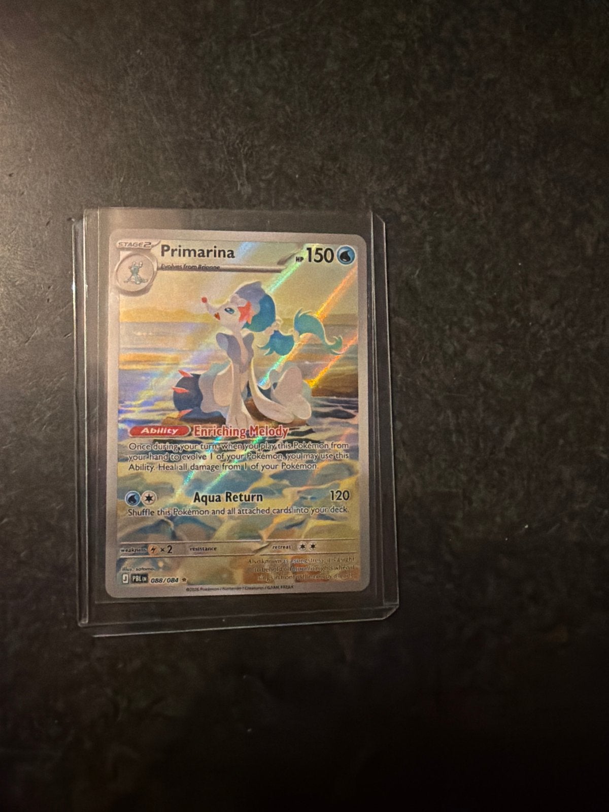 Pokémon TCG Primarina Holo Rare 088/084 Sun & Moon, Ophalen, Zo goed als nieuw, Losse kaart, Foil