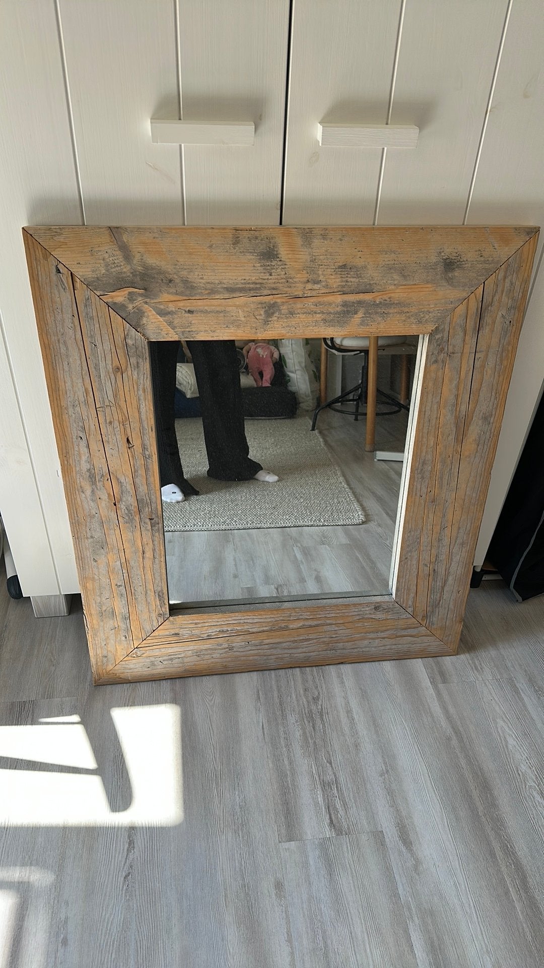 Spiegel steigerhout 83x93, Ophalen of Verzenden, Zo goed als nieuw, Minder dan 100 cm, Rechthoekig