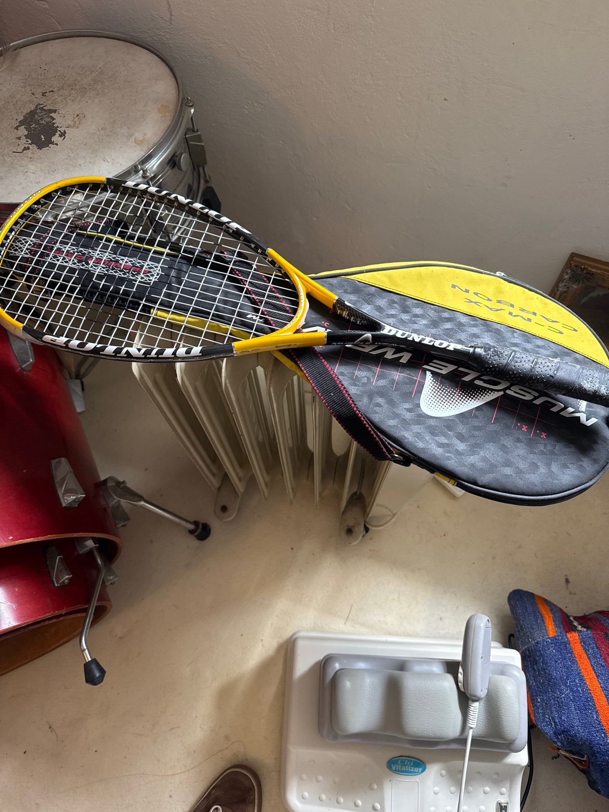 Dunlop Muscle Weave C-Max Carbon Tennisracket met hoes, Sport en Fitness, Tennis, Gebruikt, Racket, Dunlop, L3, Ophalen