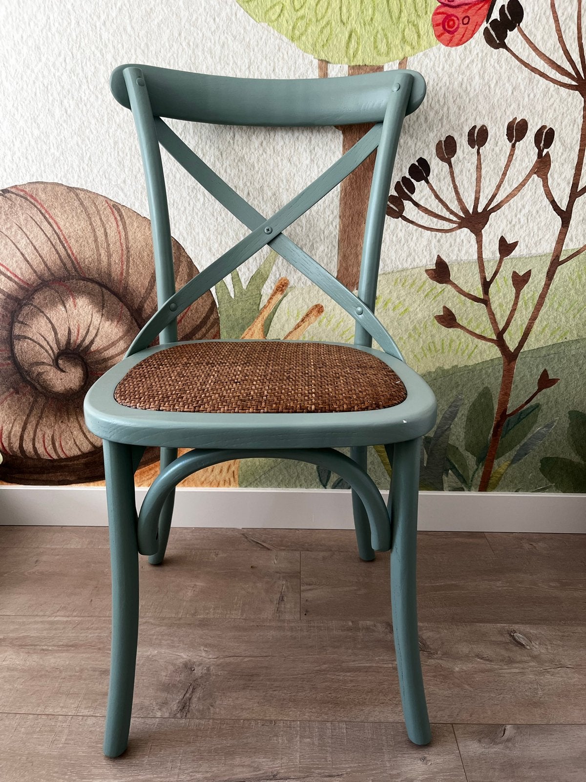 Houten stoel met biezen mat - Zo goed als nieuw, Ophalen, Overige kleuren, Zo goed als nieuw, Eén