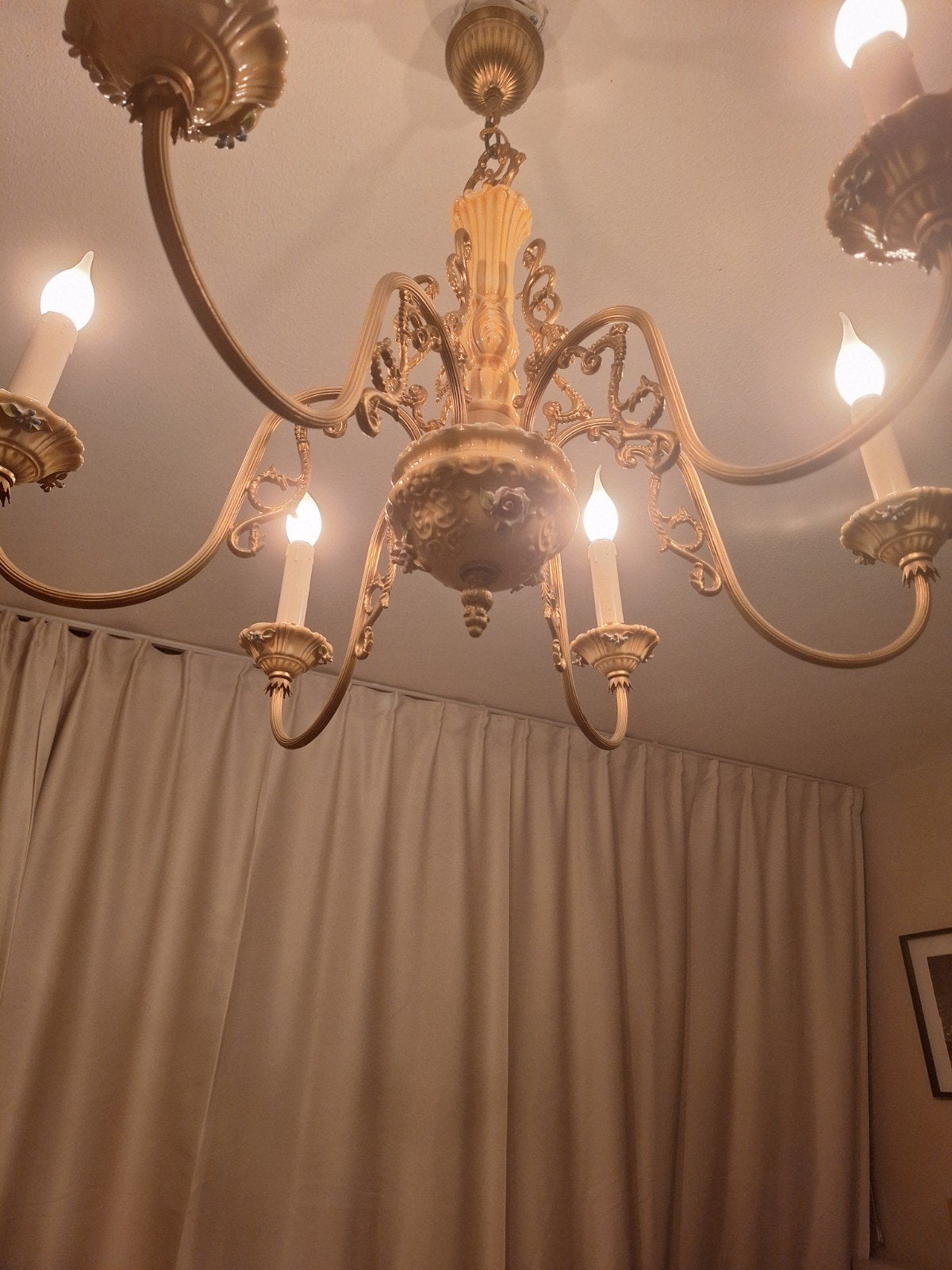 Vintage gouden kroonluchter, Ophalen of Verzenden