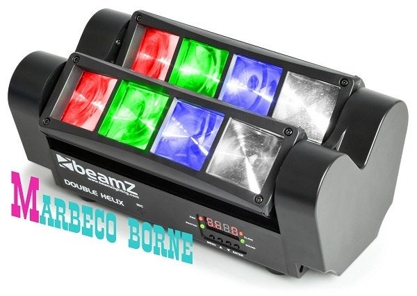 LED licht effect, Double Helix 8x 3W RGBW Led, MHL820, Geluidgestuurd, Nieuw, Info@marbeco.nl, BeamZ