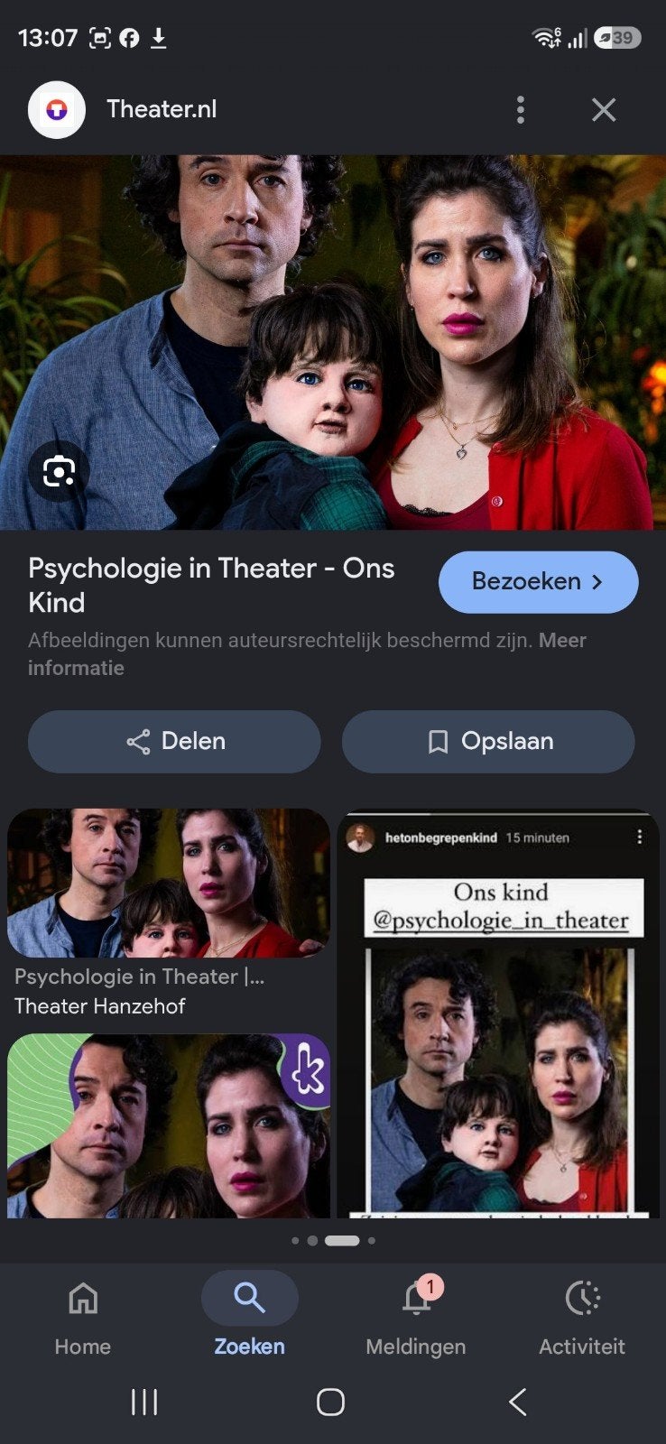 Psychologie in theater ons kind 30 juni, Eén persoon