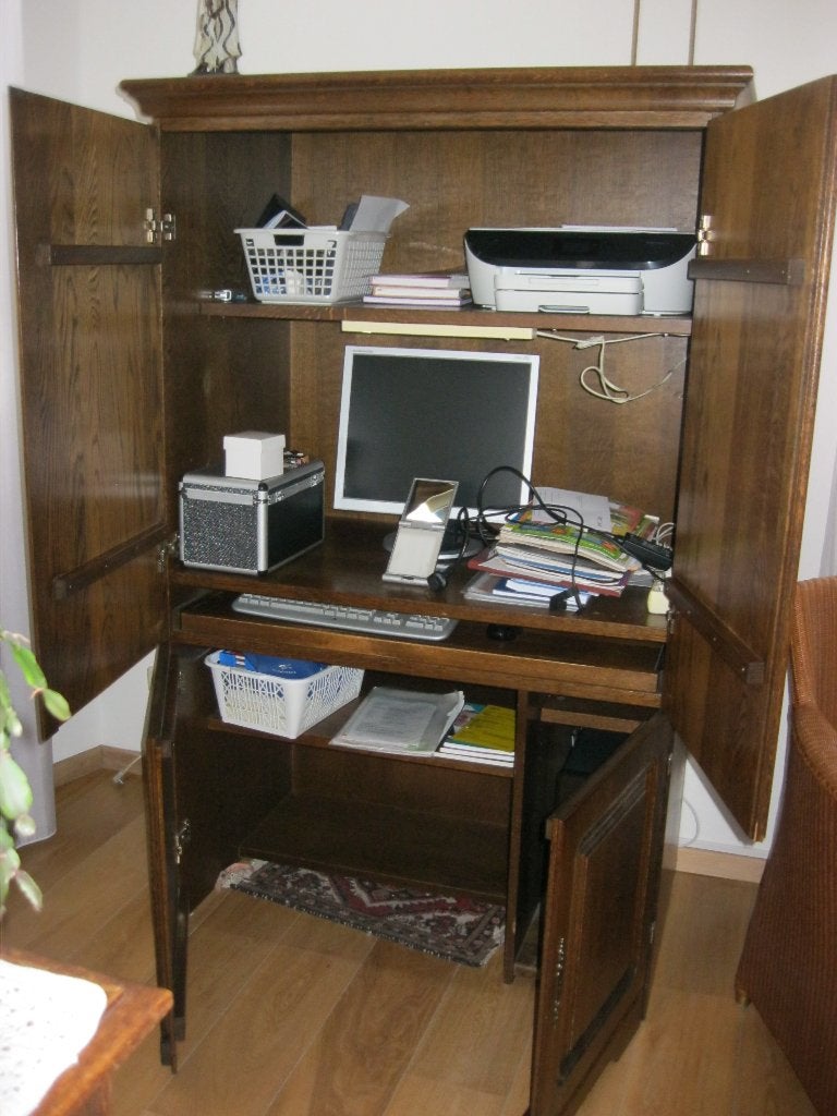 computerkast € 40,00, Zie foto, Eikenhout, Ophalen of Verzenden, Zo goed als nieuw