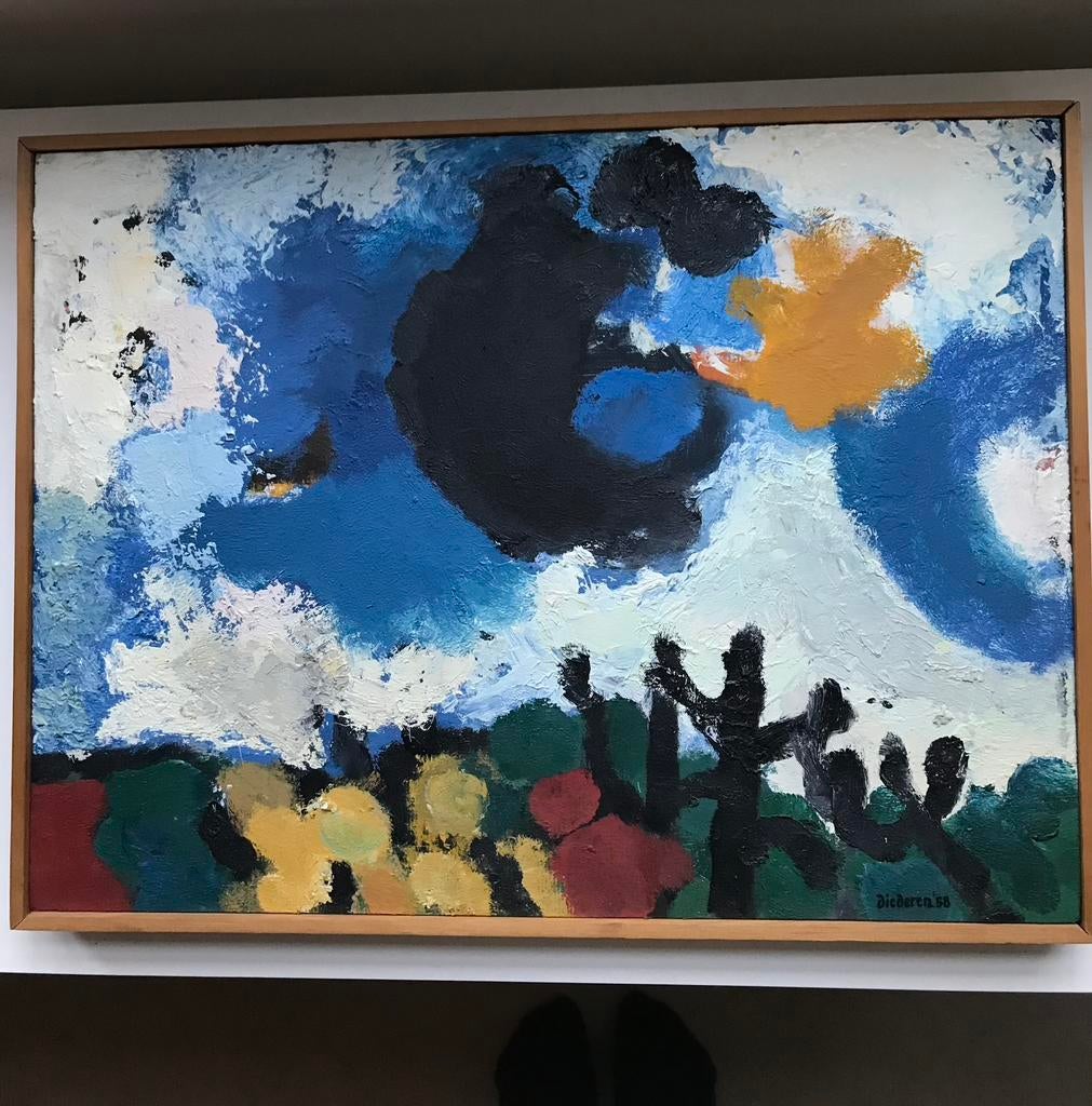 Jef Diederen, olieverf schilderij, 1958, Antiek en Kunst, Ophalen