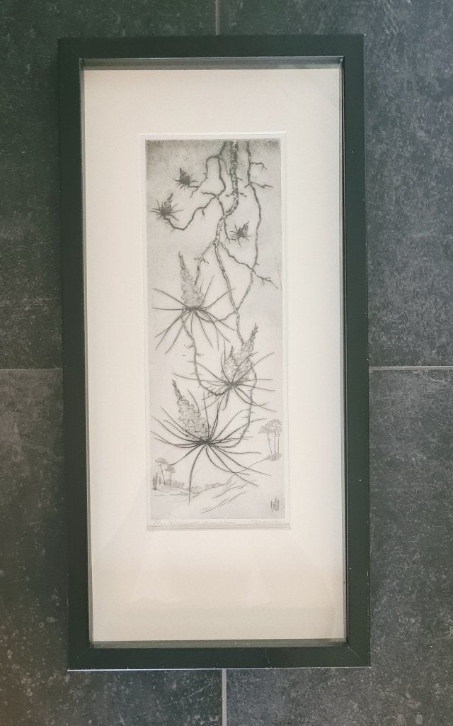 Johan Hemkes Bloeiende Dennetak., Antiek en Kunst, Kunst | Etsen en Gravures, Ets, Met monogram, Ophalen of Verzenden, Flora en Fauna