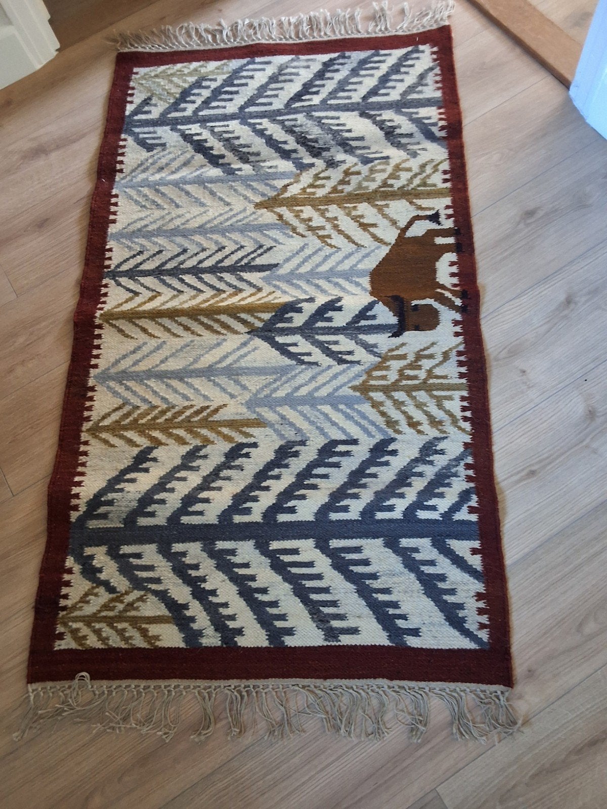 Antieke Kelim met Rendier - 0,80 x 1,40 mtr - Perfecte Staat, Ophalen of Verzenden