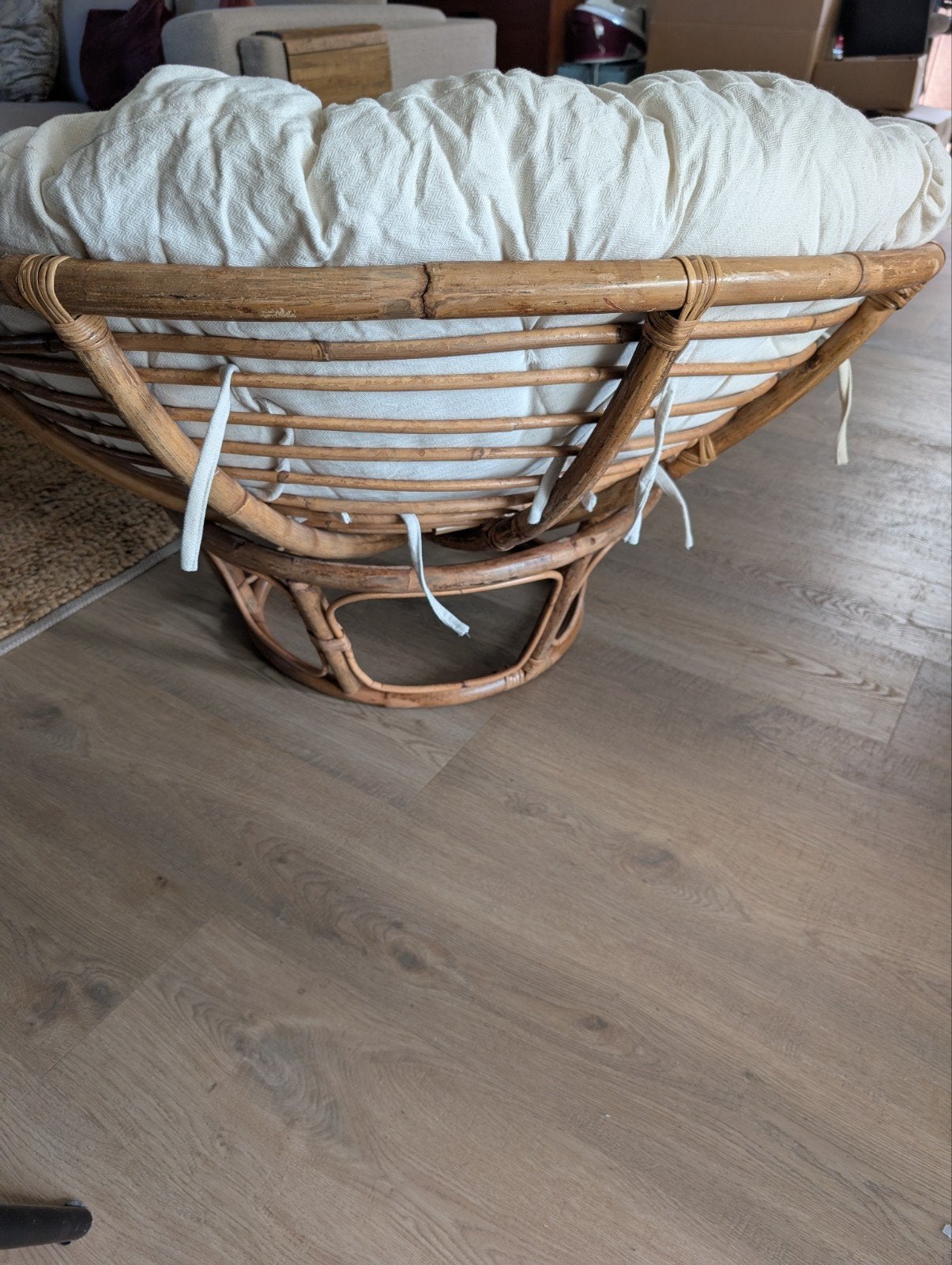 Papasan stoel met kussen, Huis en Inrichting, Stoelen, Zo goed als nieuw, Eén, Hout, Riet of Rotan, Stof, Overige kleuren, Ophalen