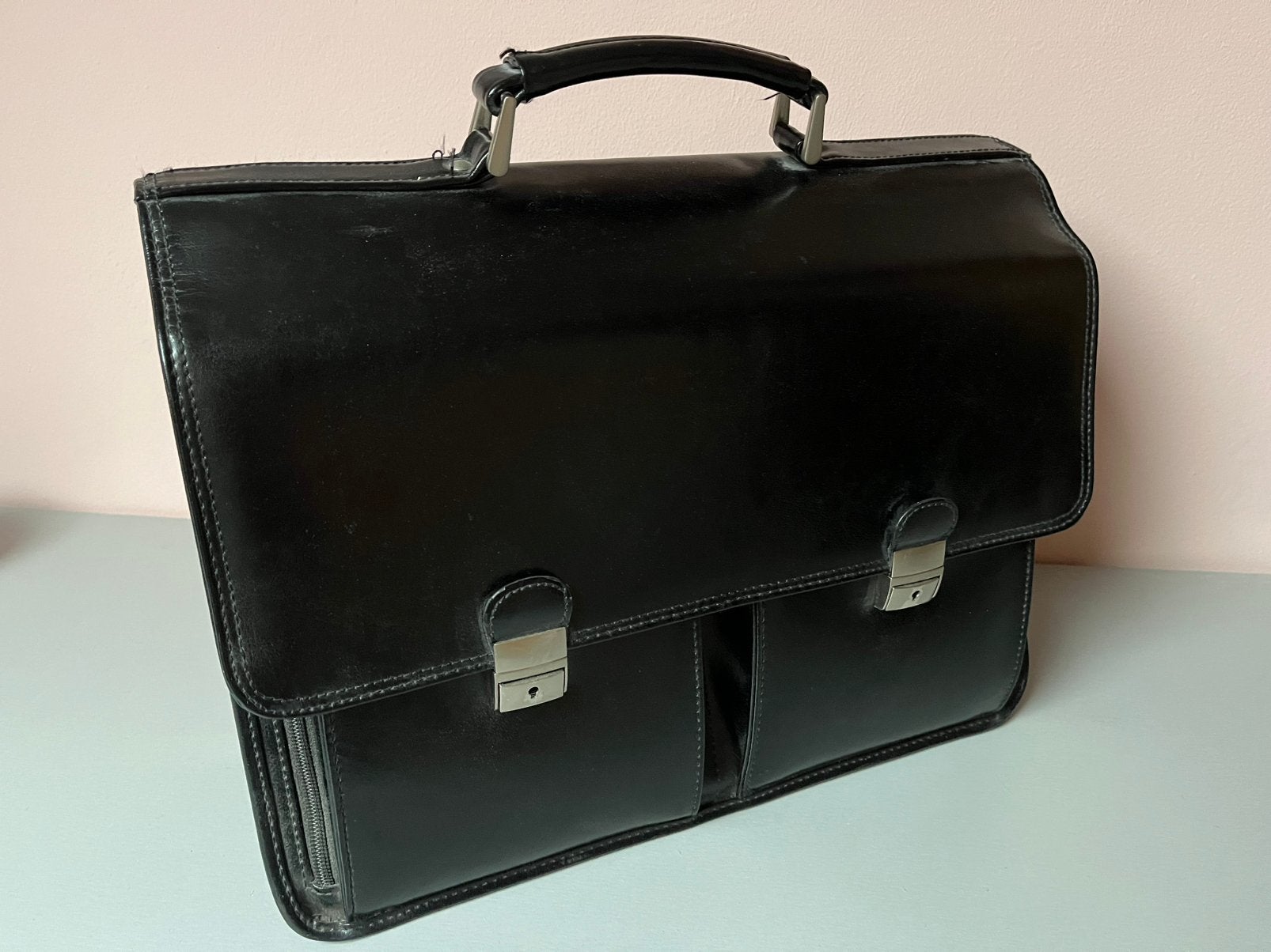 Volledig leren zakentas aktetas boekentas laptop tas, Sieraden, Tassen en Uiterlijk, Ophalen, Bruin, Aktetas of Boekentas, 40 tot 50 cm