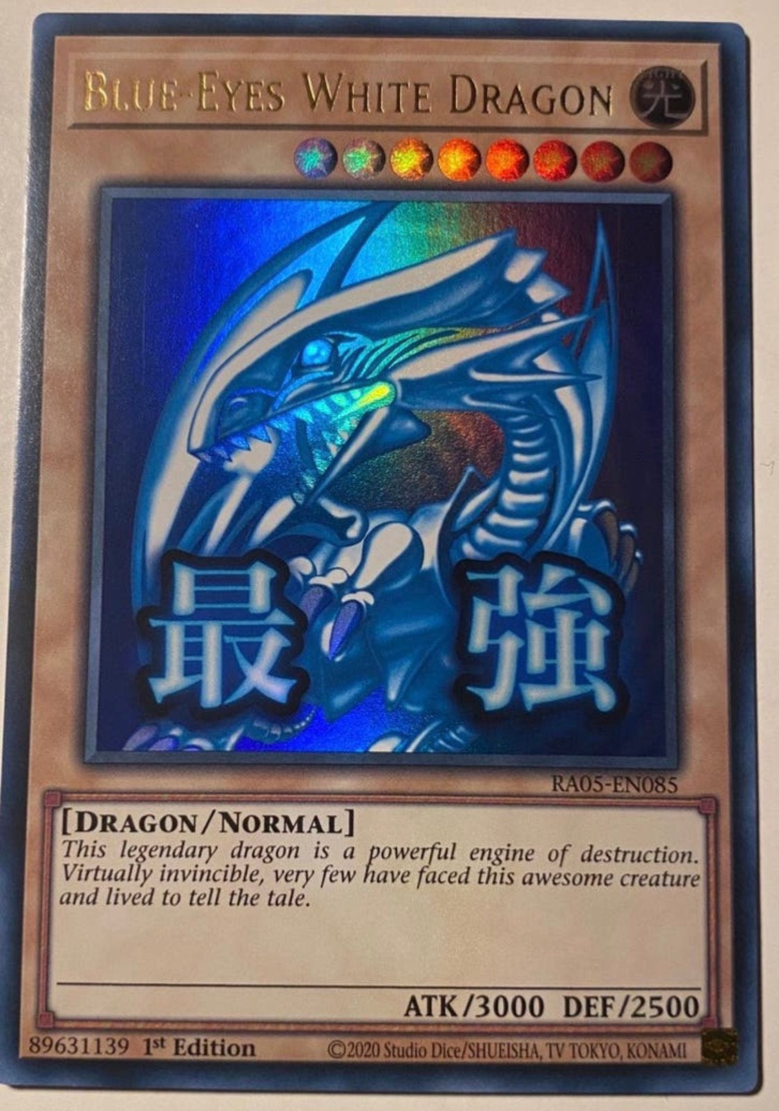 Yu-Gi-Oh! Blue-Eyes White Dragon RA05 1st Edition Mint !, Hobby en Vrije tijd, Verzamelkaartspellen | Yu-gi-Oh!, Ophalen of Verzenden