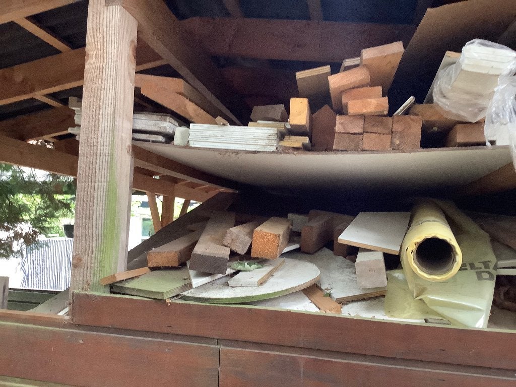 Restant bouwmaterialen vnl hout, Doe-het-zelf en Verbouw, Hout en Planken, Ophalen, Minder dan 25 mm, Zo goed als nieuw, Plank