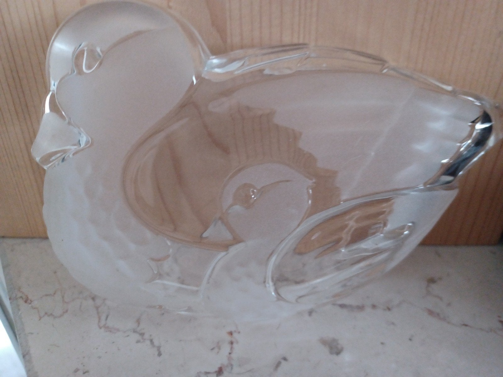 Glazen schaal eend met kuiken, Schaal, Ophalen of Verzenden, Overige vormen, Glas