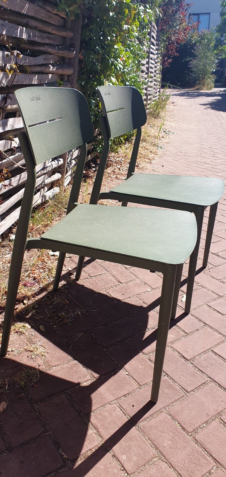 2 Groene Lanterfant tuinstoelen, Ophalen, Gebruikt, Kunststof