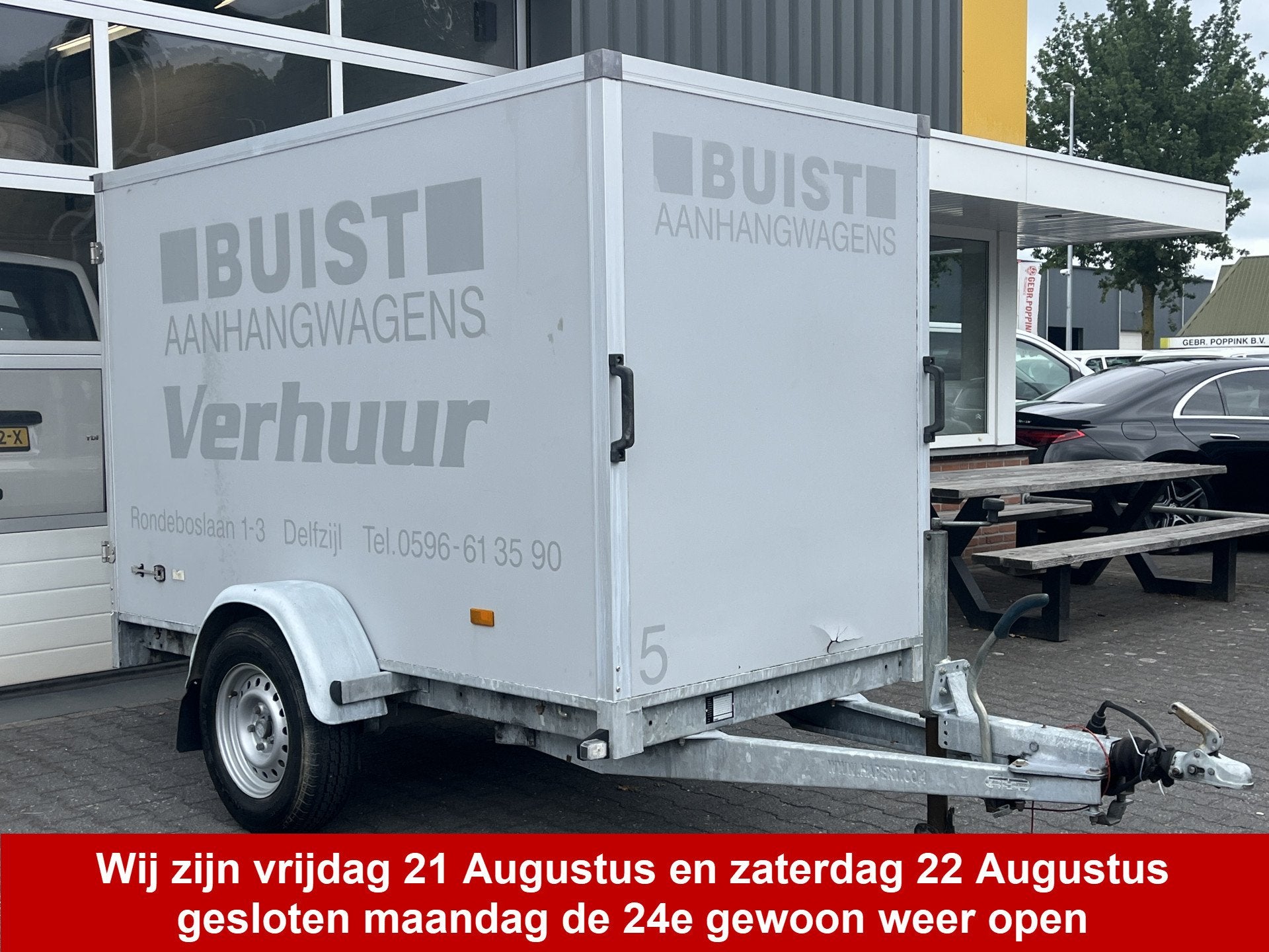 Hapert R750 Dichte aanhanger 250 x 130 x 153 cm (LxBxH) B-ri, Dani Autobedrijven B.V., Gebruikt, Verkoop@daniautomobielen.nl, Ootmarsumseweg 110
7665SE  ALBERGEN, NL