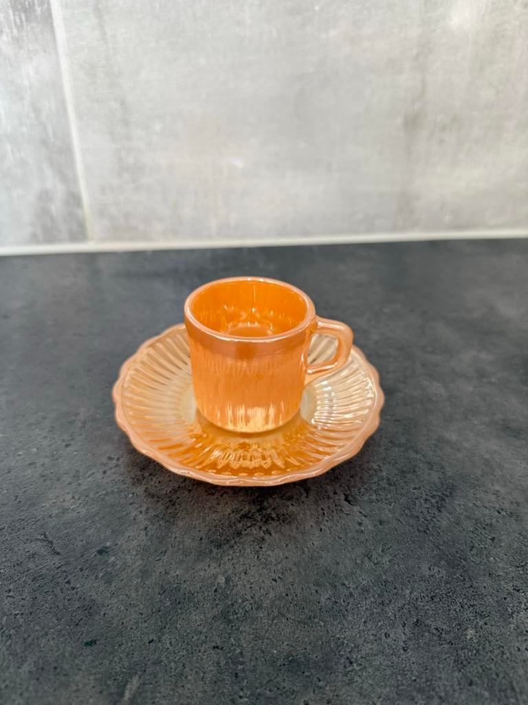 Vintage Anchor Hocking Espresso Kop en Schotel - Uitstekend, Antiek en Kunst, Ophalen of Verzenden