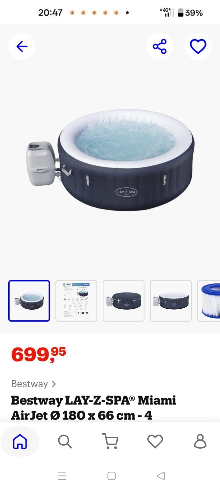 bestway 4 persoons spa., Tuin en Terras, Bubbelbaden en Hottubs, Ophalen