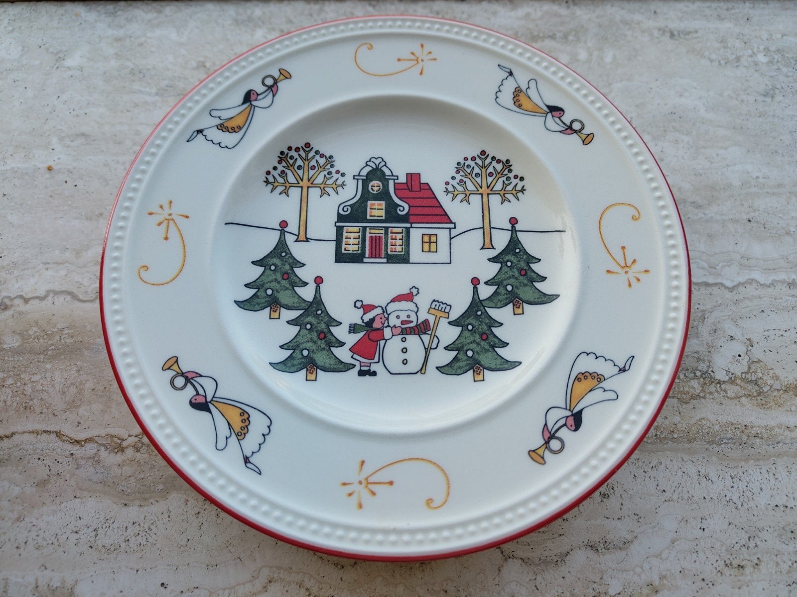 5 Wedgwood Windsor Christmas gebaksborden 17 cm, Huis en Inrichting, Keuken | Servies, Ophalen of Verzenden, Zo goed als nieuw