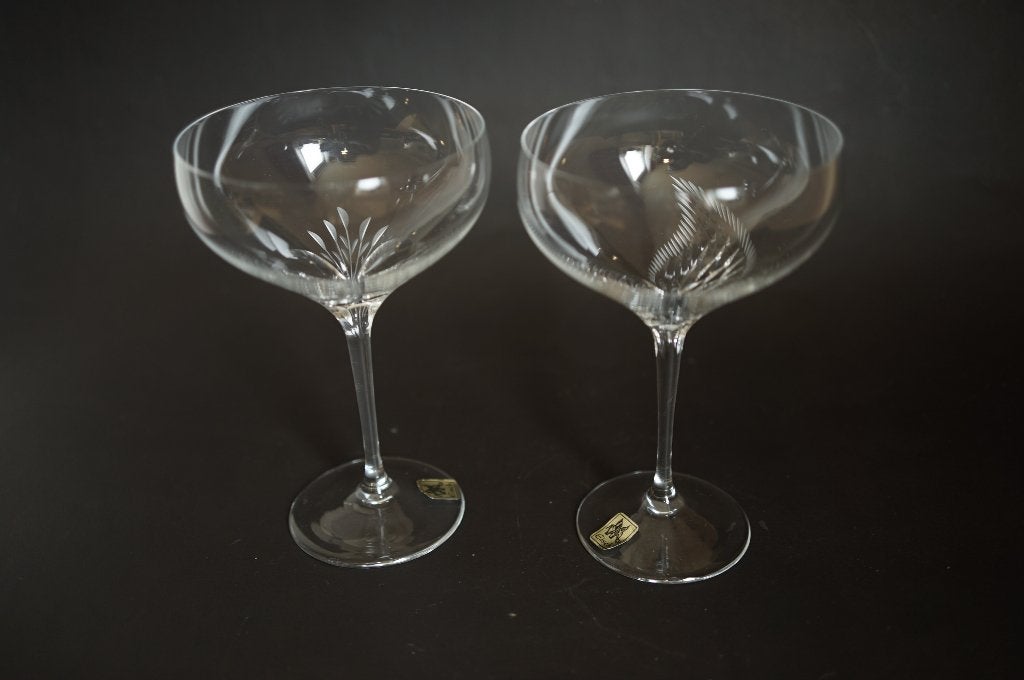 2x geslepen glas kristal sekt champagne coctail eisch jeunes, Glas of Glazen, Overige merken, Ophalen of Verzenden, Overige stijlen