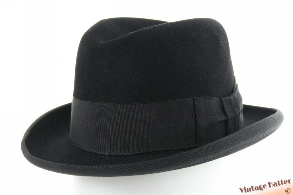 vintage Semi-Homburg hoed Borsalino zwart vilt 56 als nieuw