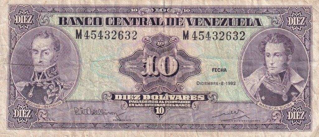 Venuzuela 10 bolivares 8-12-1992, Verzenden, Zuid-Amerika, Los biljet