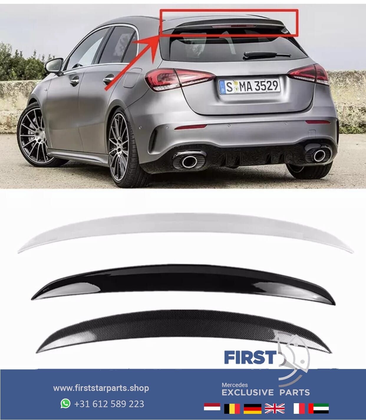W177 A35 AMG DAK SPOILER Mercedes A Klasse 2018-2023 35 AMG, Auto-onderdelen, Gebruikt, Ophalen of Verzenden, Achter, -
