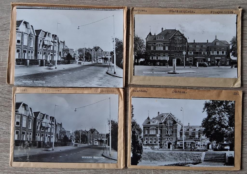 Woerden, 18 x glasplaat JosPe, Station, Oldtimer, Ophalen of Verzenden, 1960 tot 1980, Ongelopen, Utrecht