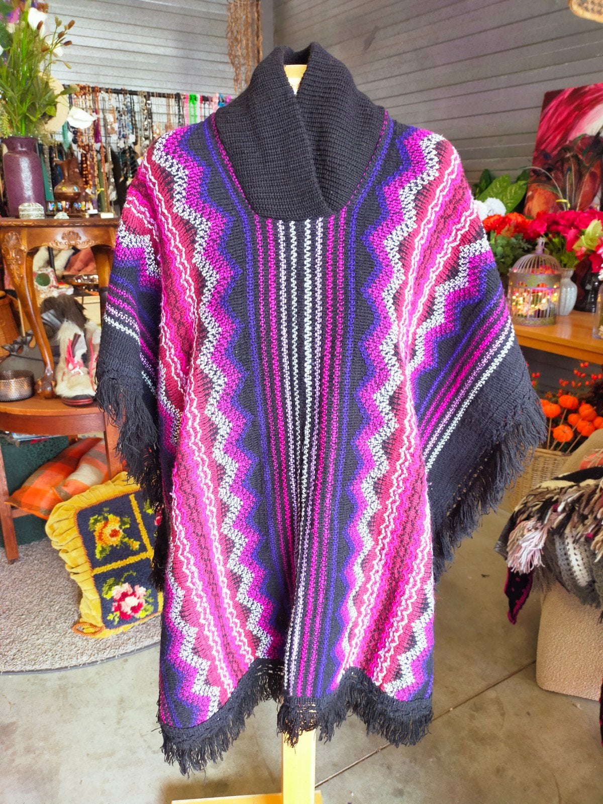 Vintage Mexicaanse Poncho/Vest - Maat M, Ophalen of Verzenden