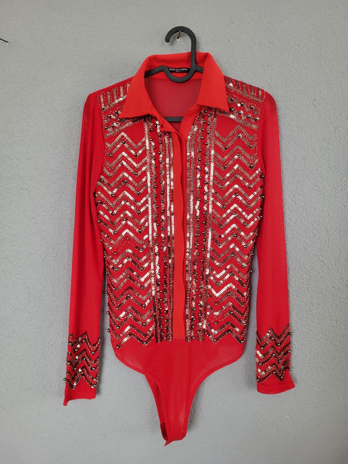 Drôle de Copine glitter bodysuit maat S/M, Maat 38/40 (M), Verzenden, Nieuw, Lange mouw