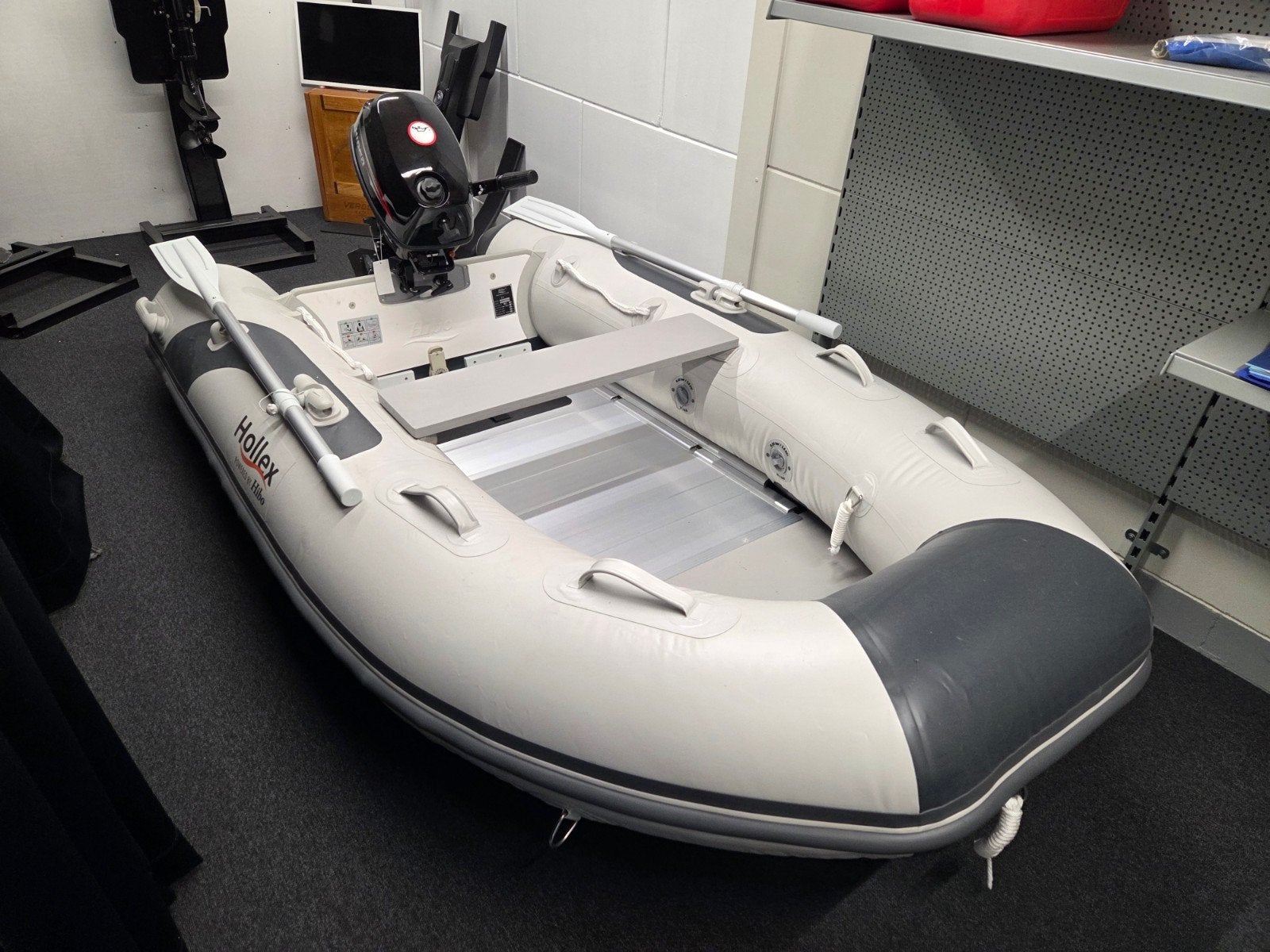 Hollex rubberboot, Watersport en Boten, Rubberboten, Nieuw, Hibo, Aluminium, Brandstoftank, Inclusief motor, Peddels, Pomp, Benzine