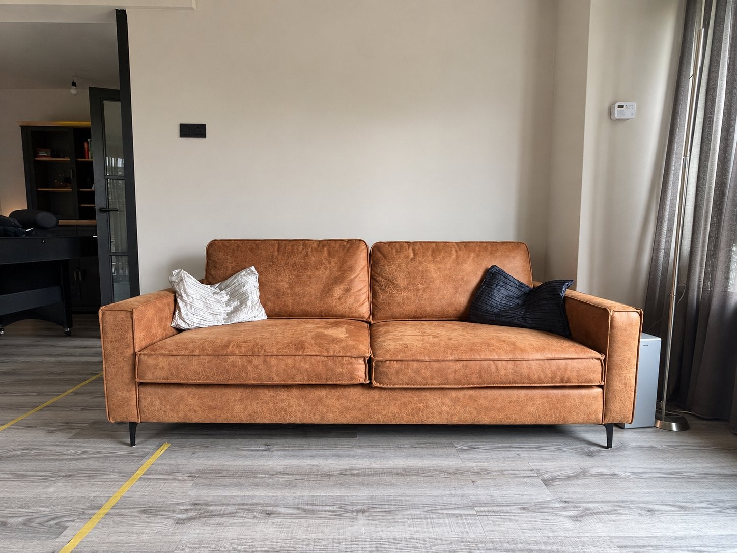 XOOON bank cognac – 206 cm – zo goed als nieuw, Ophalen, Zo goed als nieuw, 75 tot 100 cm