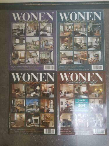 4 tijdschriften WONEN LANDELIJKESTIJL, Ophalen of Verzenden, Zo goed als nieuw, Interieur en Design