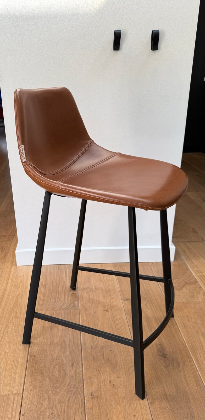 Dutchbone  Franky Counter barkruk (set van 2), Ophalen, 60 tot 90 cm, Leer, Zo goed als nieuw