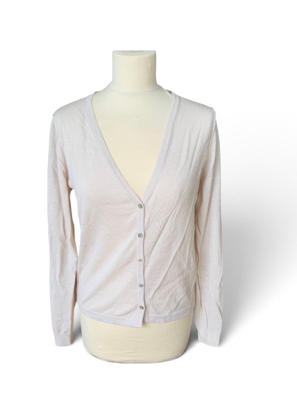 No Mans Land Cardigan 100% Lamswol Maat M, Ophalen of Verzenden, Zo goed als nieuw, Maat 38/40 (M), Beige