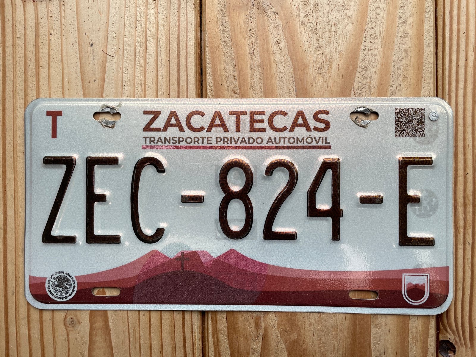 Nummerbord kentekenplaat nummerplaat uit Zacatecas, Mexico, Verzamelen, Ophalen of Verzenden, Gebruikt, Auto's