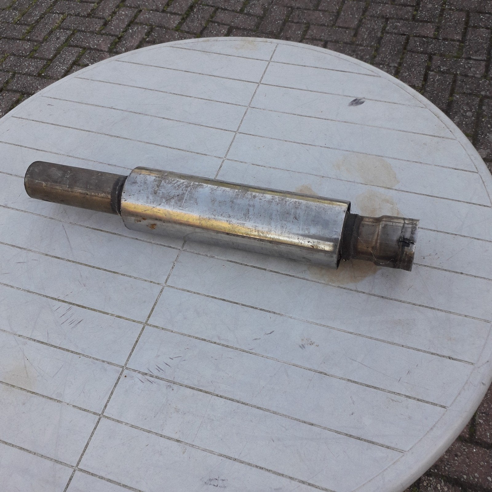RVS uitlaat voor quad, motorfiets, tractor of hobbyproject, Ophalen, Gebruikt