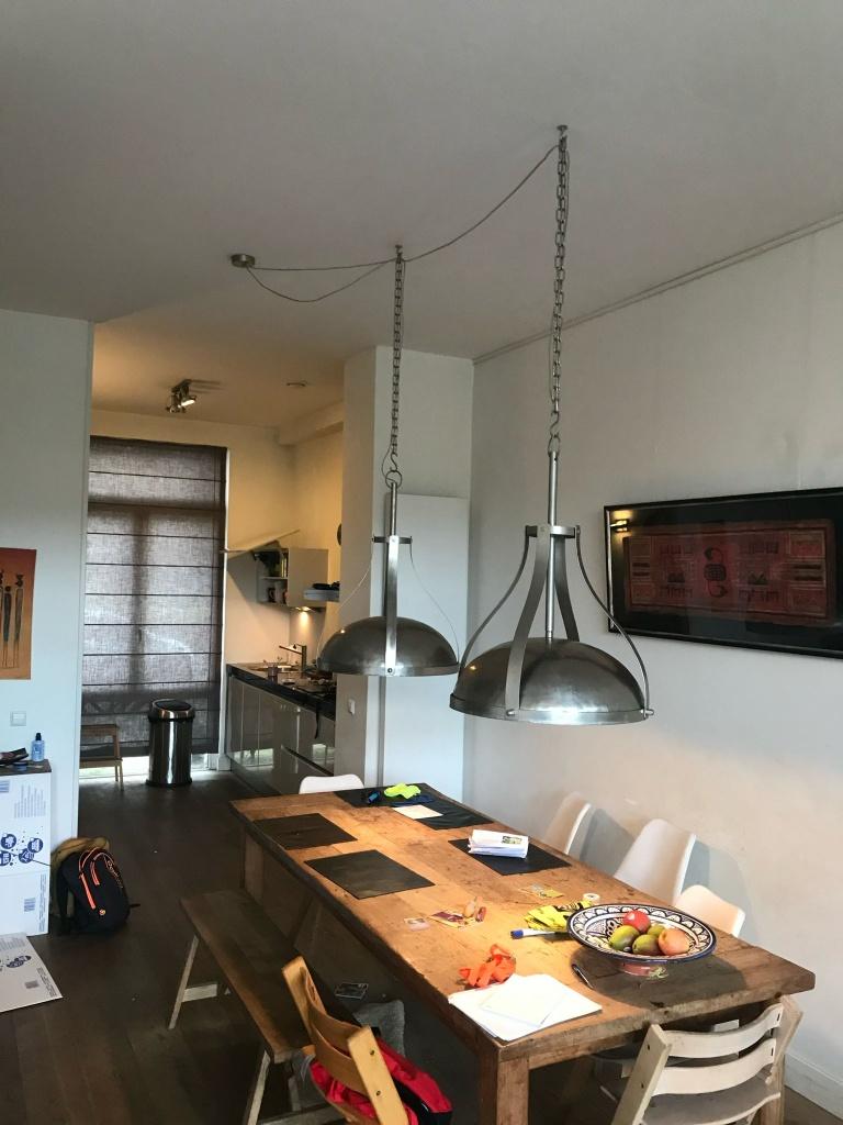 Coole Vintage Eettafel lampen, Ophalen, Gebruikt, 50 tot 75 cm, Vintage - industrieel