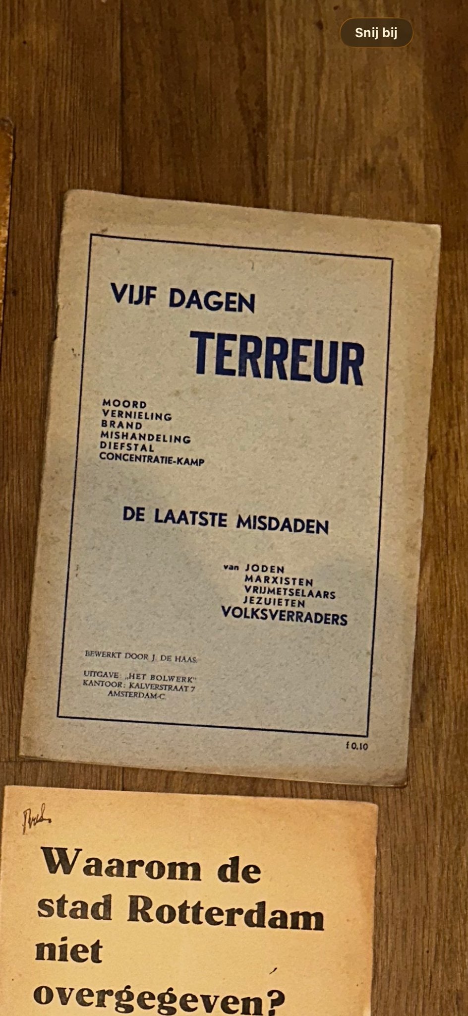Zeldzaam pamflet: Vijf Dagen Terreur - De Laatste Misdaden, Boeken, Ophalen of Verzenden, 20e eeuw of later, Gelezen